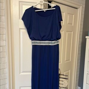 Charming Charlie Blue Maxi Gown with Dolman Sleeves